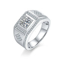 Luxury Men Jewelry 18k Gold Plated 925 Sterling Silver Moissanite Stone Ring