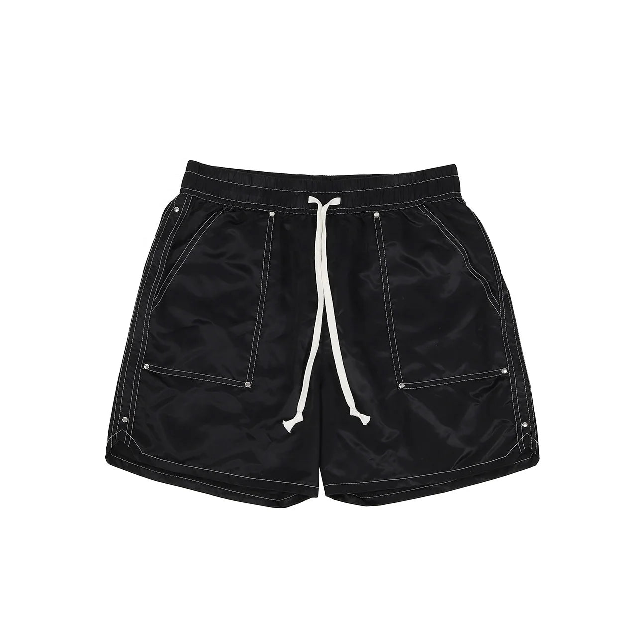 Mens Luxury Quick Dry Black Ribbed Silk Nylon Casual Cargo Work Polyester Fashion Shorts for Men 6 Pocket