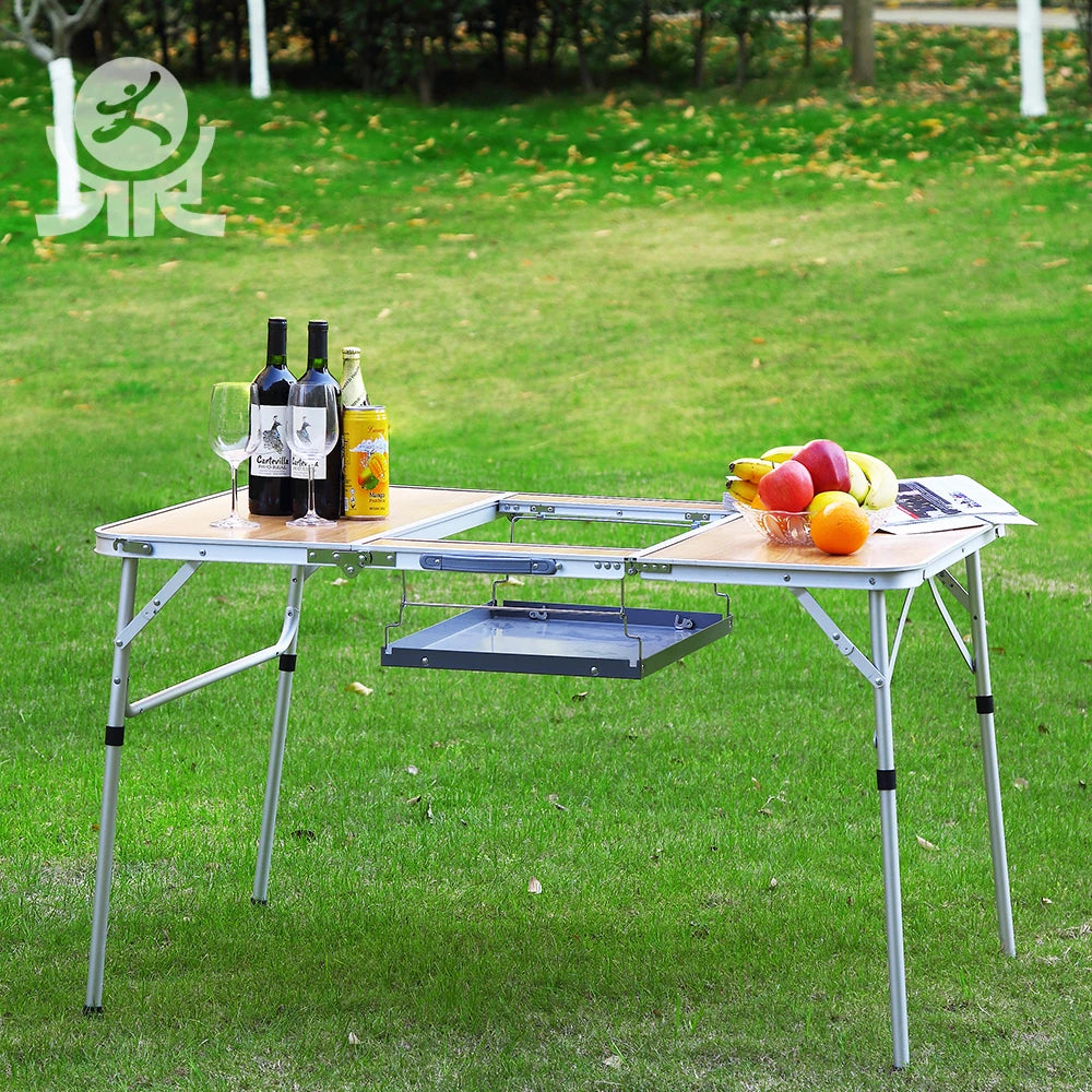 Outdoor Camping Portable Aluminum Picnic Table Self-Driving Adjustable Folding Multifunctional Barbecue Outdoor Furniture