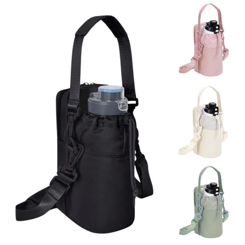 Latest Design Insulating Polyester Custom Logo Drawstring Sling Bag Unisex Gym Sport Hiking Water Bag