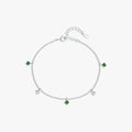 Green Clear CZ Link Chain Bracelets for Women Fine Jewelry 925 Sterling Silver Small Round Charm Adjustable Bracelet