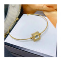 Factory Wholesale 925 Sterling Silver Women's Charm Bracelet with Natural Aquamarine Gold Plated Classic Style for Parties
