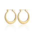 Fashion Elegant 18k Gold Plated Jewelry Luxury Crystal Striped Engraved Stainless Steel Hoop Earring Wholesale Bulk for Women