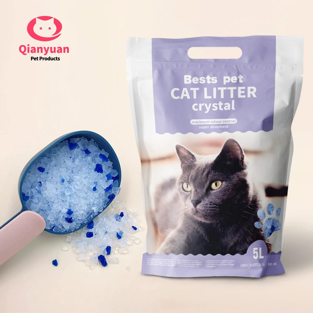 No Clumping Health Care Monitoring Superior Odor Control Dust Free Blue Colorful Crystal Cat Litter Tray Refills