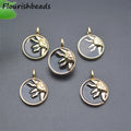 New Style Nickel Free Color Remain 18K Gold Plated Black Enamel 11x14mm Round Moon Face Charms for Earring Bracelet Making