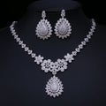2022 New Silver Plated Necklace Earrings Set Crystal Wedding Jewelry Set Rhinestone Flower Bridal Jewelry Set for Women Girls