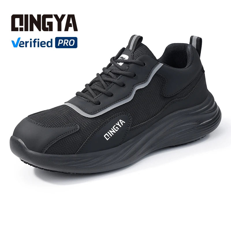 GUYISA Men's Unisex Chef Shoes Fly Woven Fabric Sports Series with Non-Slip SRC Black Outsole Anti-Slip Feature