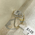 Women Jewelry Trendy Style Wedding Ring Pear Cut Halo 2CT S925/10K Solid Gold Moissanite Ring Engagement
