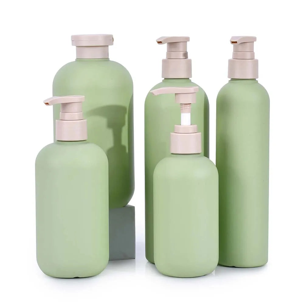 Eco-friendly Green HDPE 200ml 300ml 400ml 500ml Soft Body Lotion Shampoo Plastic Pump Bottle