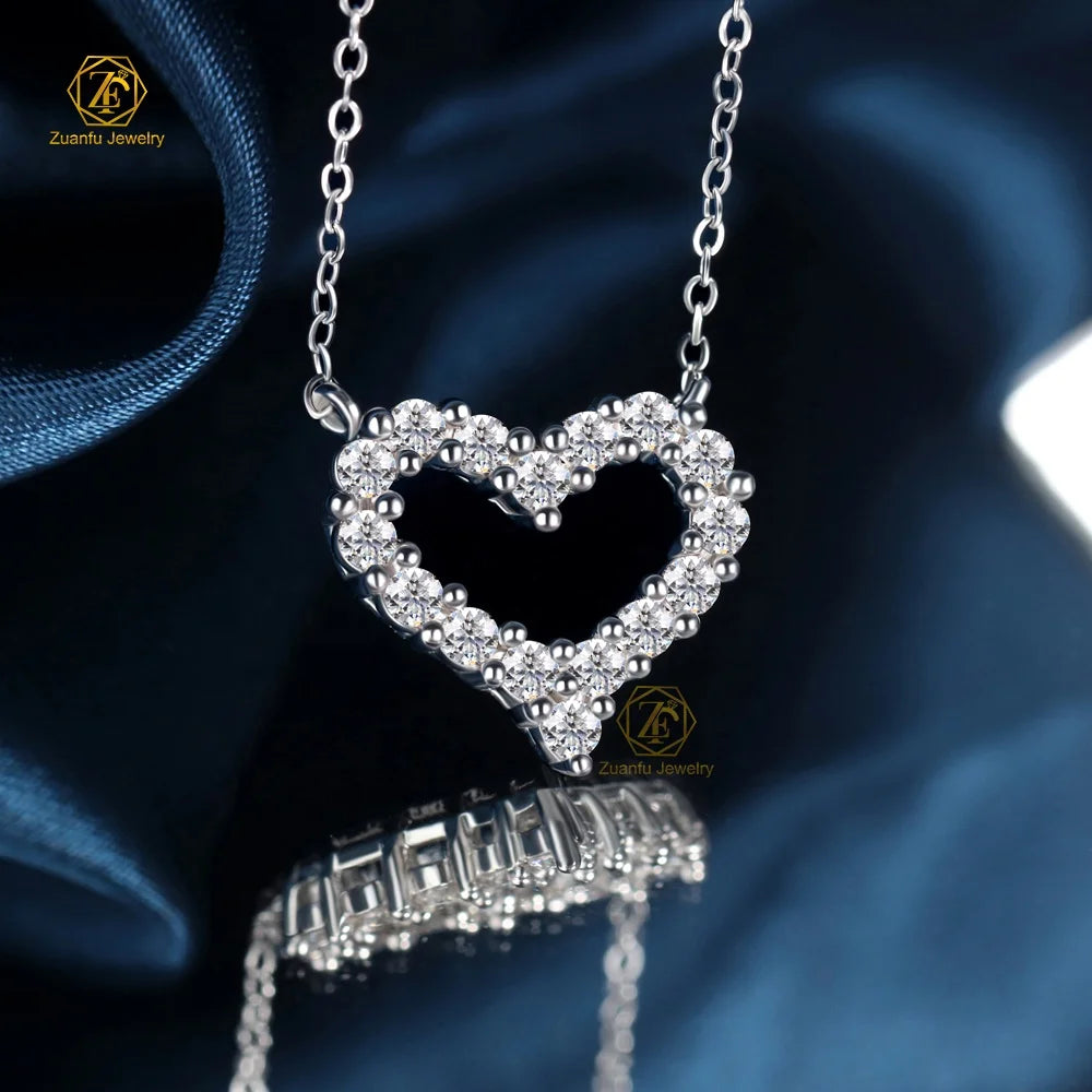 2025 Valentine's Gift Classic Heart Design Customized Jewelry 14K 18K Real Gold 2MMD VS1 Lab Grown Diamond Pendant Necklace