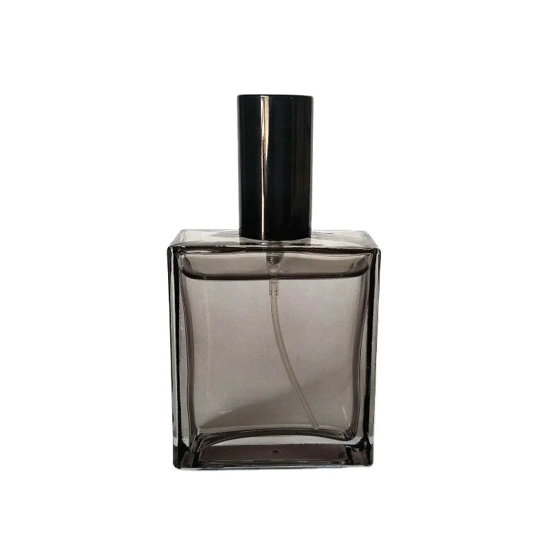 50ml Smoky Gray Flat  Crimp Glass Perfume Bottle