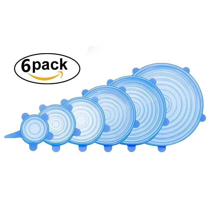 Flexible Expandable Food Grade Silicone Lids Set 6 Pieces Can Cup and Bowl Lids Silicone Stretch Lid