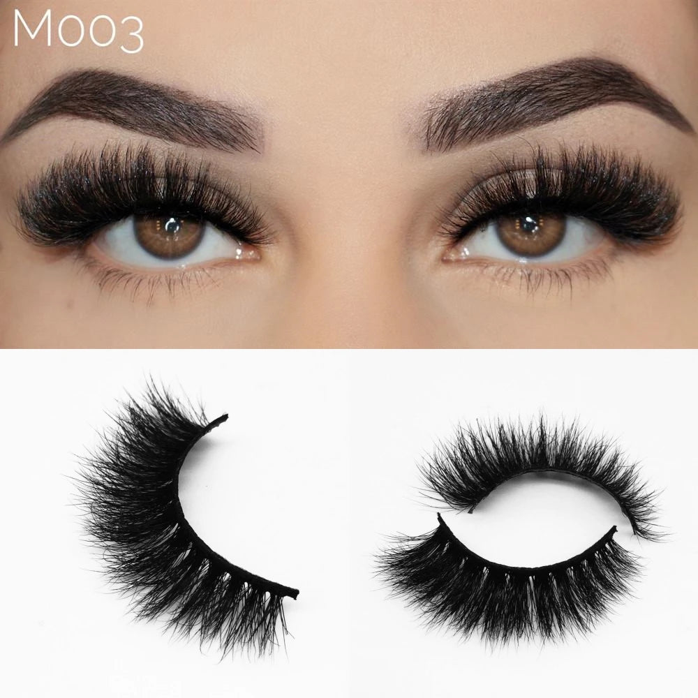 Luxury Full Strip Eyelashes 15mm Long Real Mink Lashes Wholesale Natural False Eyelash Box Packaging