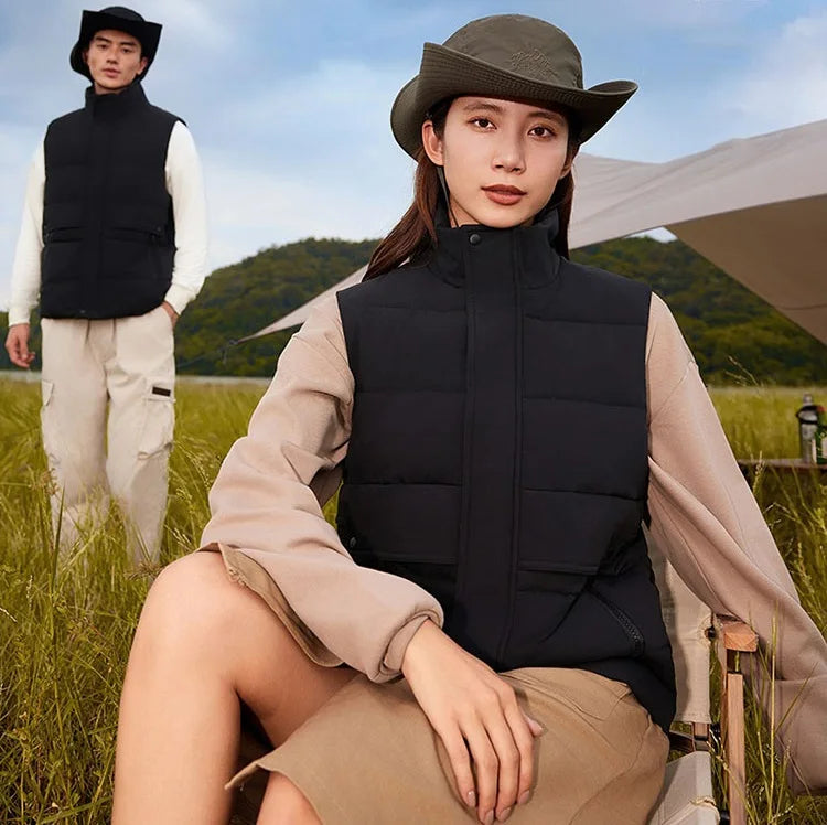 Waistcoat Quilted Jacket Company Uniform Warm Stand Collar Coat Padded Vest Outdoor Custom Logo Vest With Pockets for Women