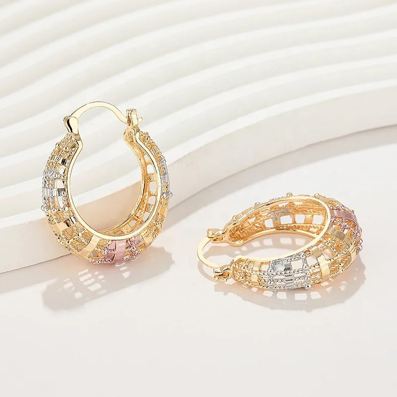 Bijouterie Joyeria Bisuterias Oro Trendy  Women Hoop 18K Gold Plated Wholesale Earrings Women Fashion Jewelry for Women