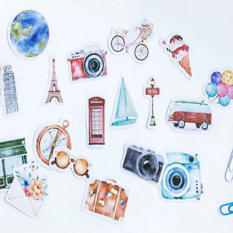 46pcs Per Pack Holiday Vacation Scrapbooking Sticker Travel for Album Diary Stickers Camera Labels Students Sticker