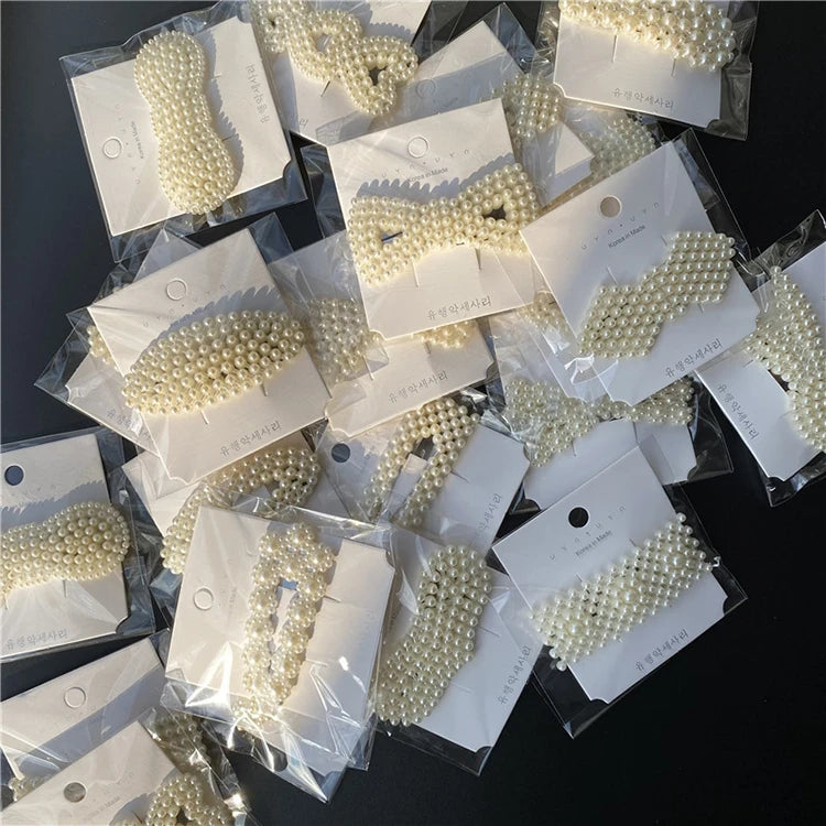 Trendy Eco-Friendly Imitation Pearl BB Hair Clips for Girls 6CM Mix Designs Daily Use Hair Accessories