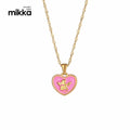 Stainless Steel 18k Gold Plated Epoxy Enamel Angel Heart Pendant Women Necklace Jewelry