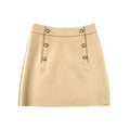 Jancoco Khaki White Solid Color High Waist Short Real Sheepskin Women Leather Mini Skirt