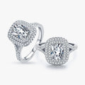 Luxury Radiant Cut Clear CZ Ring 925 Sterling Silver Wedding Engagement Statement Rings for Women Fine Jewelry