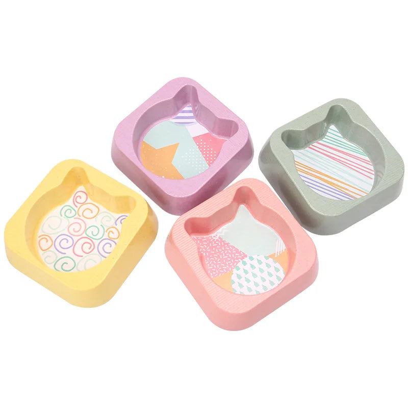 Pet Bowl Bamboo Fiber Cartoon Water Basin Rice Basin Single Bowl