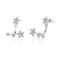 925 Sterling Silver Clear CZ Luminous Ear Jackets Earrings Fine Stud Jewelry for Women & Girls Model SCE448