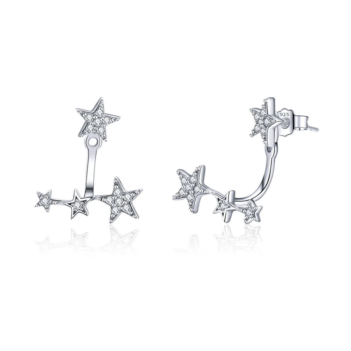 925 Sterling Silver Clear CZ Luminous Ear Jackets Earrings Fine Stud Jewelry for Women & Girls Model SCE448