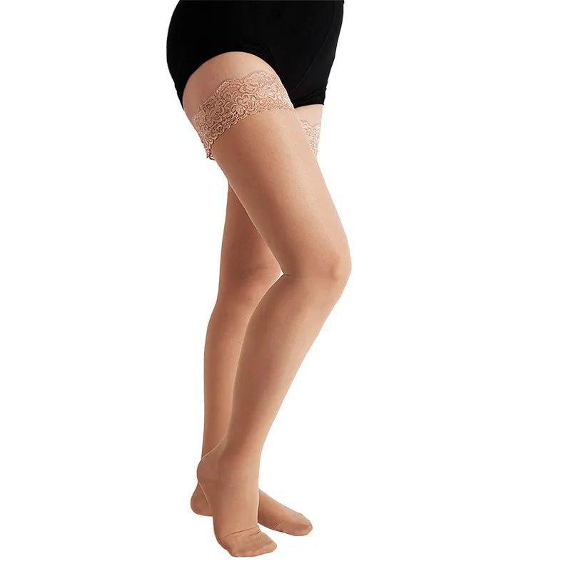 15-20mmHg ultra Thin Thigh High Lace Band Women Compression Stockings for Summer
