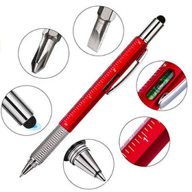 Plastic Material 6 in 1 Multi Function Tool Stylus Pens with Ruler and Screwdriver Multi-purpose Tool Ballpoint Pens for Gifts