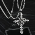 Religious Rose Cross Pendant Necklace Vintage Cross Newest Necklace Hip Hop Rose Charm Chain Stainless Steel Gold Plated
