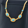 No Fade Gold Plating Flat Snake Chain Turquoise Necklace Stainless Steel Herringbone Chain Natural Stone Necklace