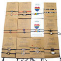 Handmade Bohemian String Rope Cord Braided Woven Make a Wish Bracelet Friendship Morse Cod Lucky Bracelets Jewelry Set