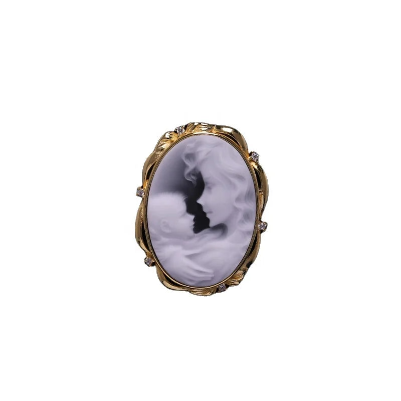 Heizun Factory Mother's Day Gift Mom Hugging Baby Real 925 Silver Non Tarnish 18K Gold Plated Mother and Child Mon Necklace