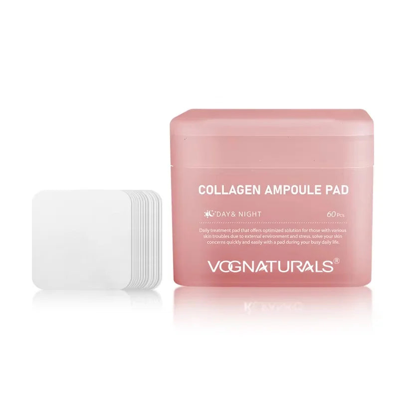 Private Label Collagen Ampoule Pads Ceramide Skin Firming Restore Elasticity Tighten Wrinkles Square Cotton Facial Toner Pad