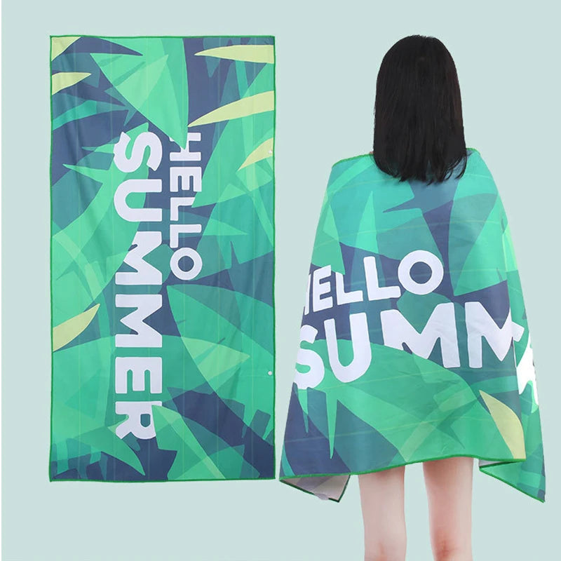 Custom Printed Novelty Microfiber Beach Towel with Quick-Dry Eco-Friendly Recycled Polyester for Yoga & Outdoor Use