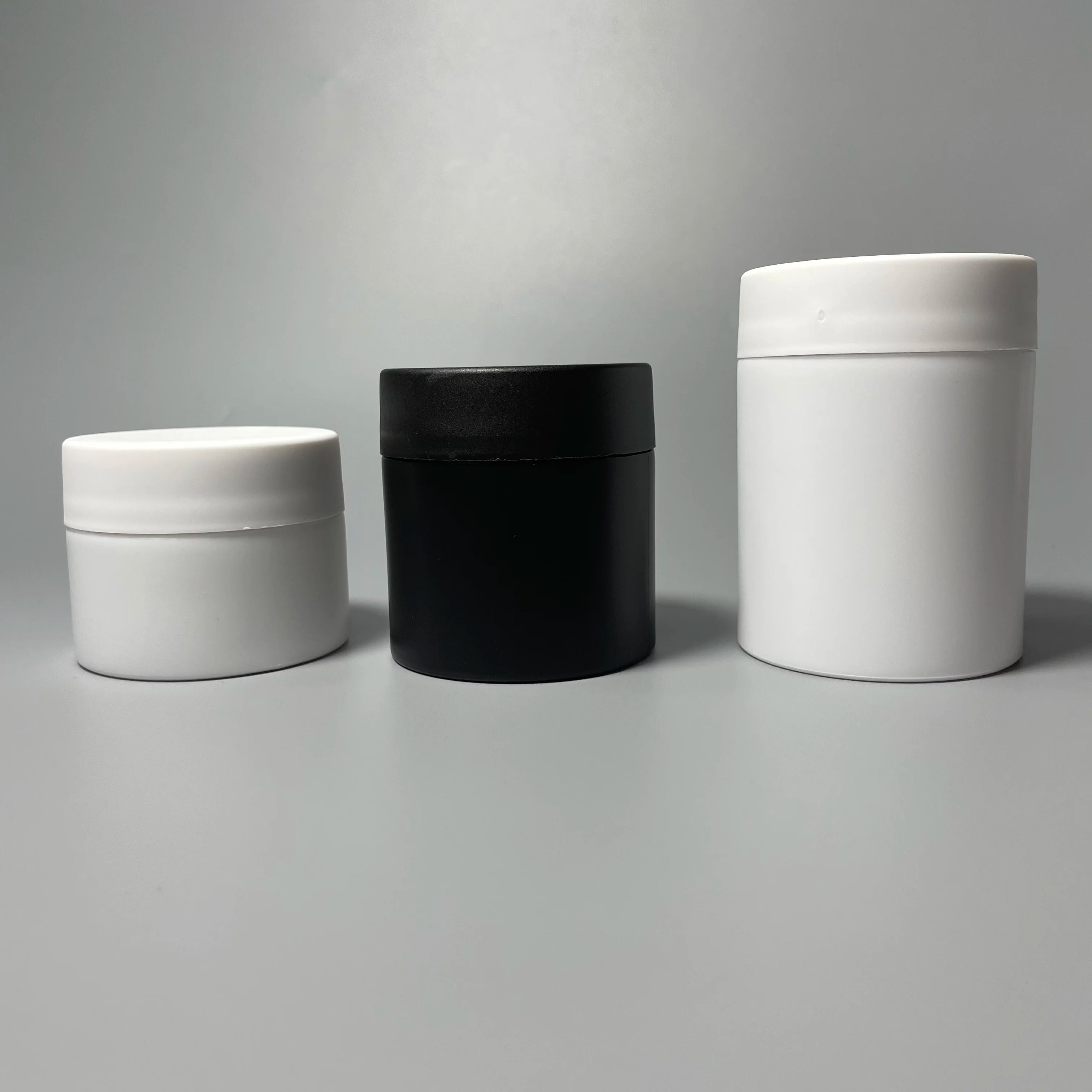 Custom 500ml 1000ml Round Black White Plastic Jars PE Container for Food Protein Powder Cans
