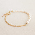 Customized Gold Bracelet Titanium Steel 18K Gold PVD Plated Chain Freshwater Pearls Beaded Bracelet