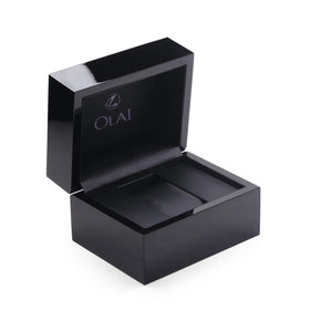 Olai Luxury Custom Logo Wooden Black Piano Painting Watch Box Wood Single Watch Bangle Gift Packaging Box