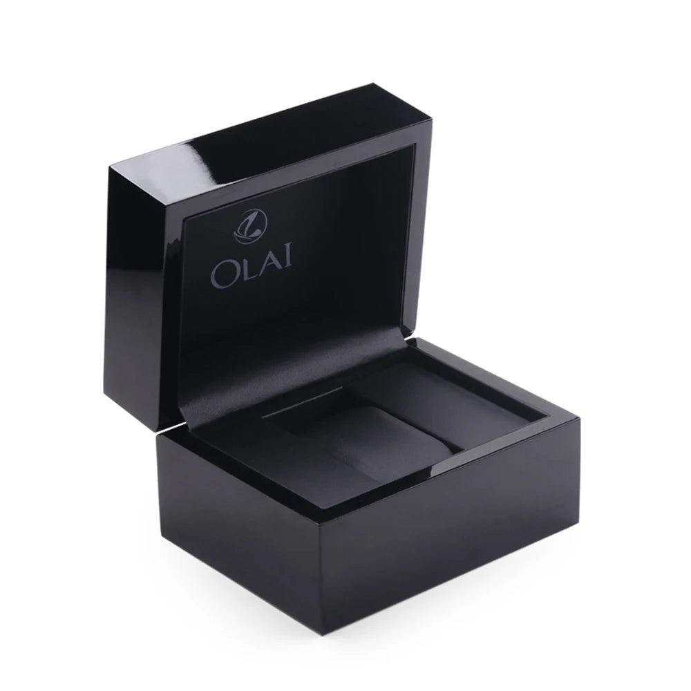 Olai Luxury Custom Logo Wooden Black Piano Painting Watch Box Wood Single Watch Bangle Gift Packaging Box