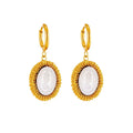 Fashion Chain Wrapped Oval Queen Head Avatar Pendent Earrings Creative Retro Popular Waterproof Stainless Steel Earrings Jewelry