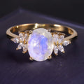 Abiding Jewelry Oval 8x10mm Cluster Olive Branch Milky Blue Moonstone Statement Rings Engagement Promise Band 925 Silver Ring
