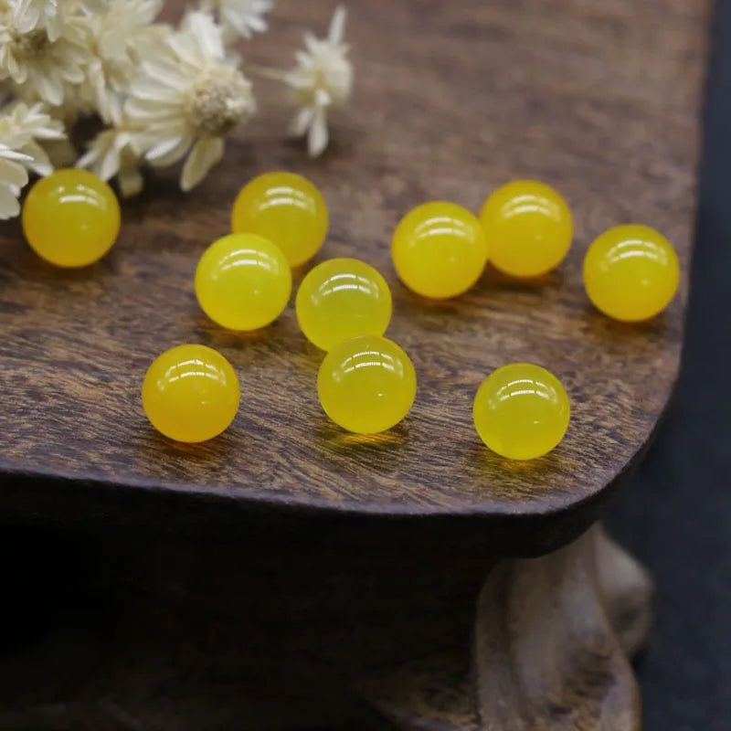 DIY New Natural Yellow Agate jewelry beads Aquamarine gemstone Sphere Ball pendant for sale