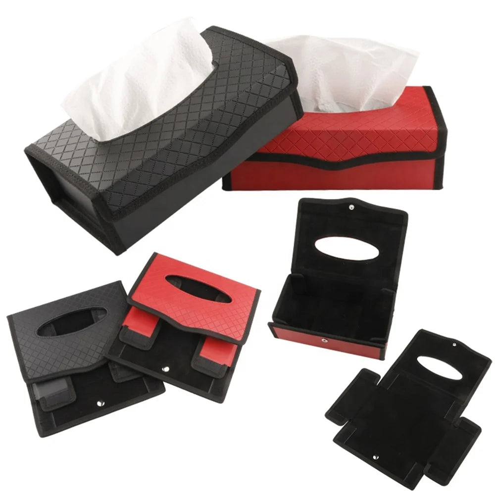 Anjuny Car Polyresin Luxury Foldable Tissue Box Holder for Sun Visor & Seat Back Visor