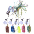 Wholesale SB014 14cm 16g Metal Rotating Sequined Bearded Buzz Spinner Baits Spoon Fishing Lures with Silicone Skirts
