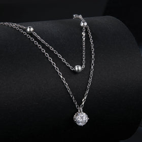 Factory Wholesale Layered Double Layer Moissanite Necklace Fashionable 0.5Carat 925 Sterling Silver Clavicle Chain Jewelry