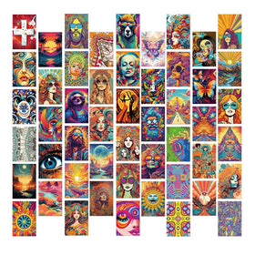 15CM 50PCS Cool Fashional Colorful Vintage Hippie Aesthetic Art Wall Collage Indie Trippy Poster