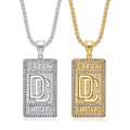 Unisex Stainless Steel Hip Hop Iced Out Jewelry Square PVD 18K Gold Plated Letter DC Zircon Pendant Necklace for Men Party Gift