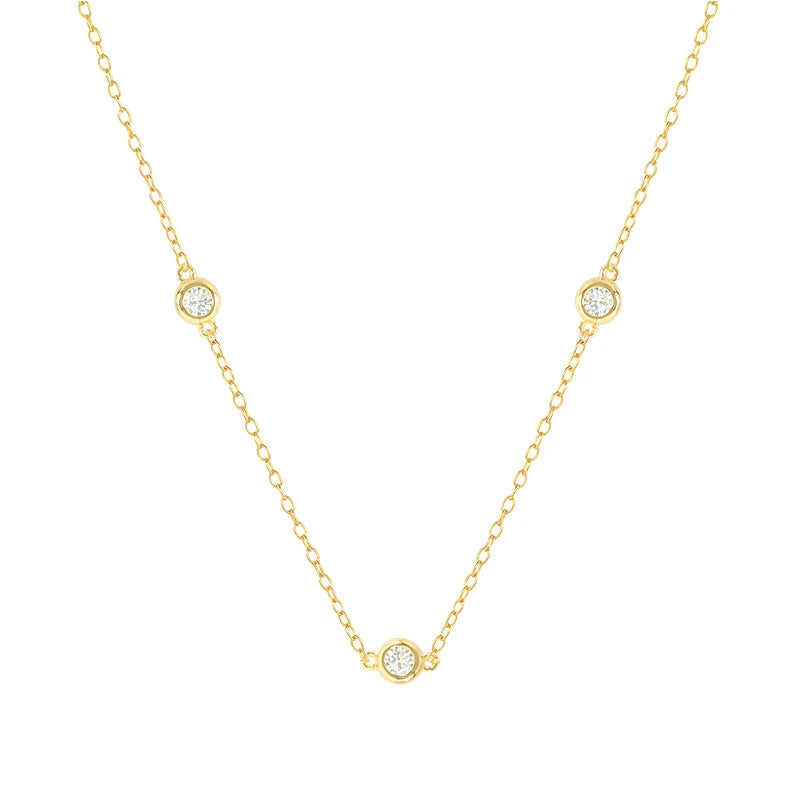 Hot Sale 925 Sterling Silver 18k Gold Classic Diamond Charm Necklace for Women