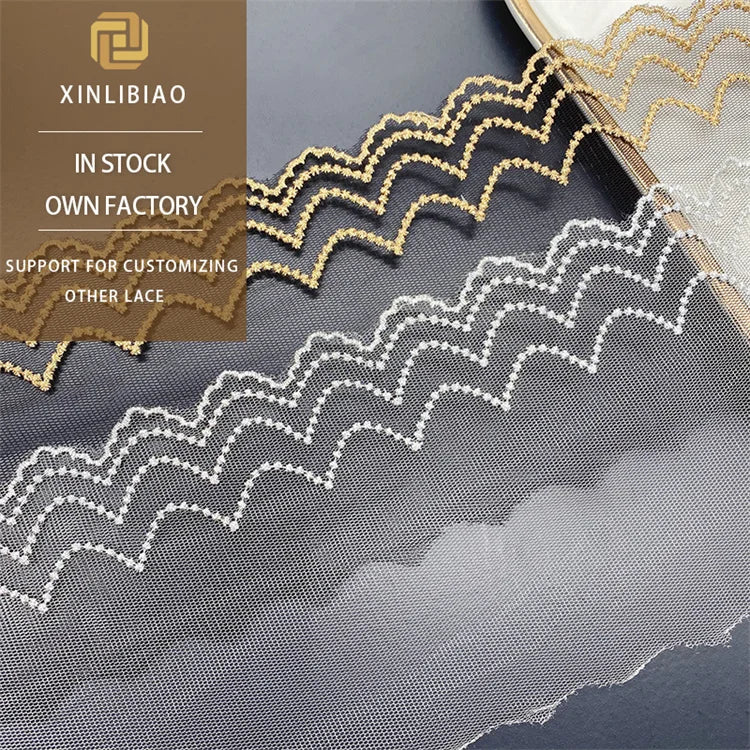 100% Polyester Metal Wire Mesh Embroidered Lace Wedding Dress Accessories & Shoes Gold/Silver Color Factory Direct Sales