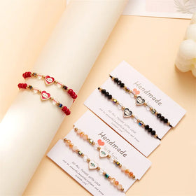 Eye Heart Bracelet Two Pairs of Woven Charm Couple Friendship Bracelets Fashion Paper Card Bracelet Wholesale